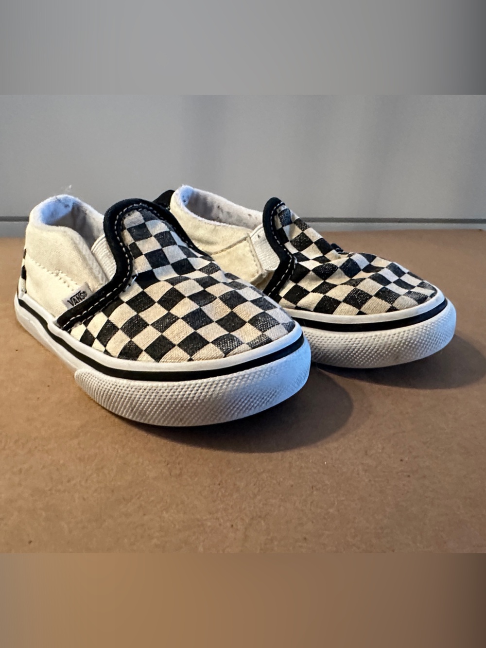 Vans Kids Slip-On Checkerboard Sneakers - Black and White